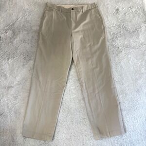 Brooks Brothers Advantage Chino Clark Mens Khaki Flat Front Pants W33 L30 Cotton